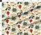 Mid Century Retro Floral Block Colour Cream Beige Geometric Shapes Atomic Age Custom Printed Fabric by Spoonflower Various Fabrics by the Yard or Fat Quarter